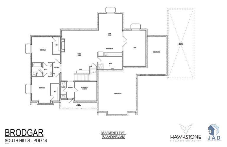 The image is a blueprint of a house with labeled rooms and dimensions.