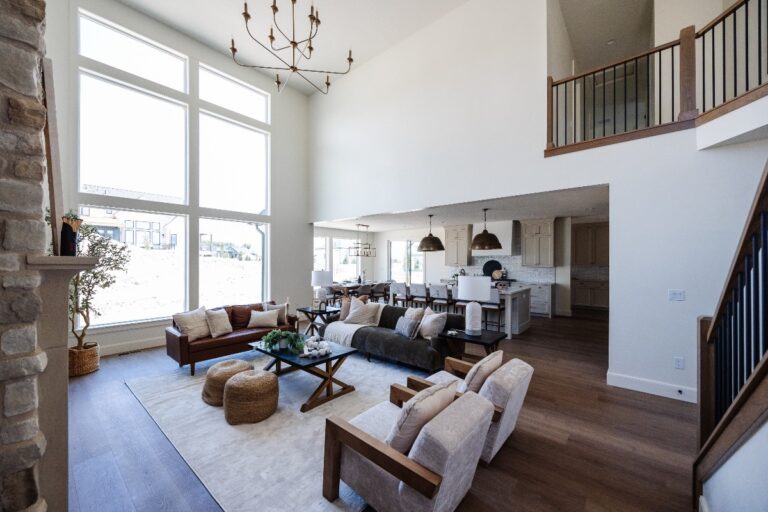 The room is a large space with high ceilings and natural light coming from windows.